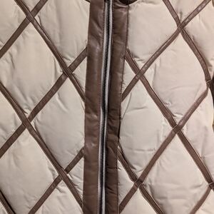 Leather trim bomber jacket